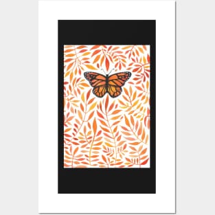 Monarch in the Orange Leaves Posters and Art